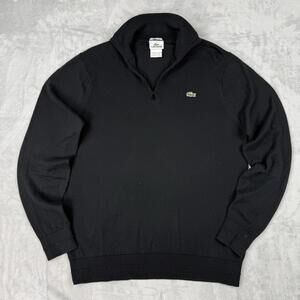 Lacoste Cotton Cashmere Quarter Zip Sweater Black Men’s L Knit Business Casual